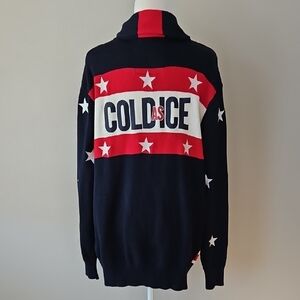 FLY Star USA Pattern Cold As ICE Patriotic Women's Long Cardigan Red White Blue